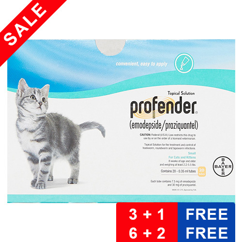 Profender Small Cats & Kittens 0.35 Ml 2.2-5.5 Lbs 6 + 2 Doses Free
